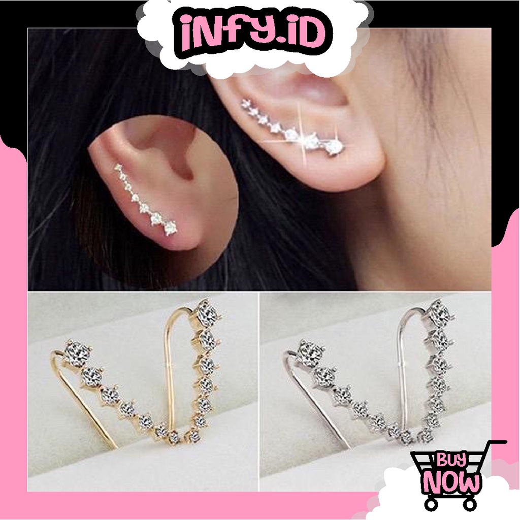 INFY - A060 Anting Summer Martinez Fashion Korea Tindik atau Tusuk Garis Comet Berlian Wanita Aksesoris Murah