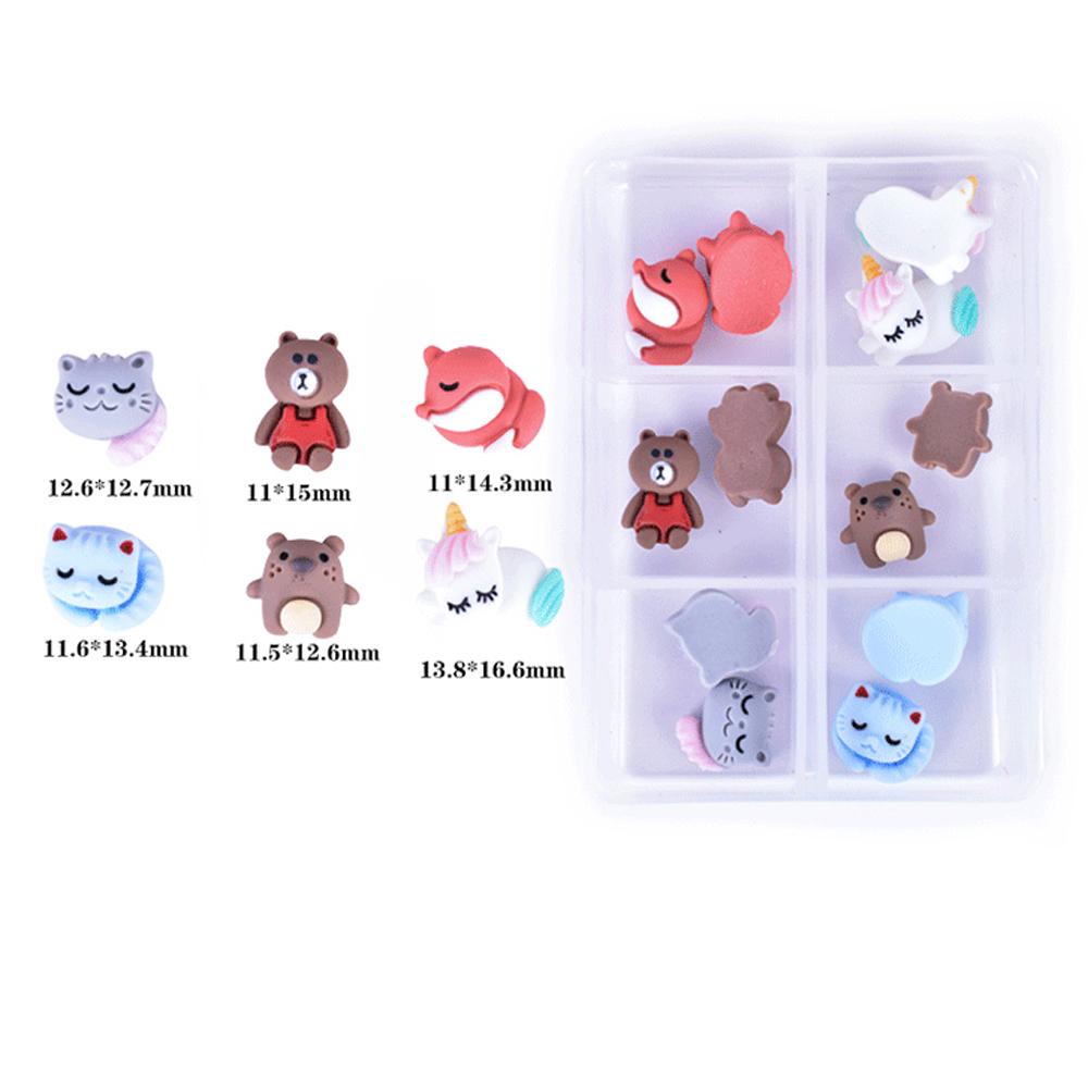 AUGUSTINA Agustina Dekorasi Nail Art 3D Gadis Lucu Scrub Matte Totoro Kartun Beruang DIY Ornamen