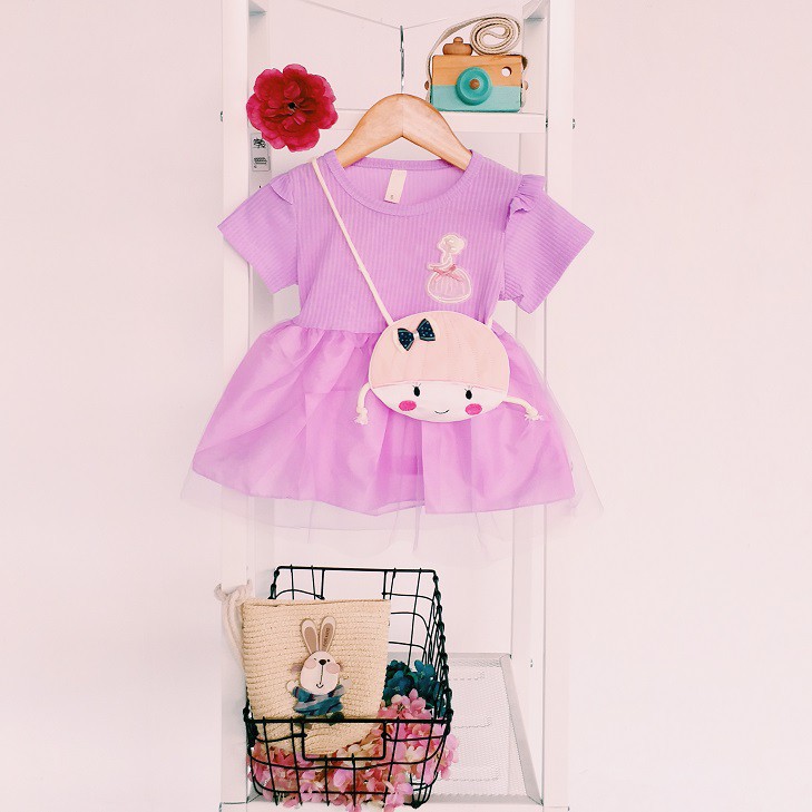 LittleAaron DRESS MEIMEI BAGS EBV Baju Dress Anak Perempuan Import 6 bulan - 3 tahun