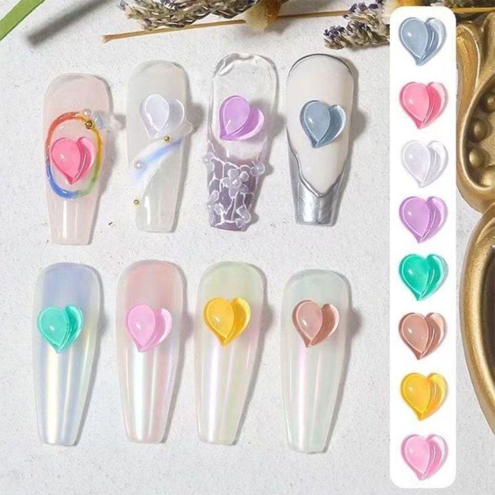 Mxbeauty Gaya Korea Pesona Kuku Warna Permen Kristal Bersinar Cinta Hati DIY Nail Art Bahan Manicuring Jewelry