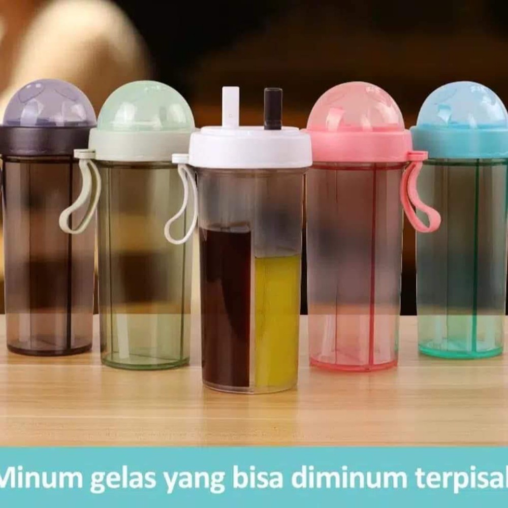 Botol Minum Dua Sisi Botol Couple Bottle Travel 600 ml