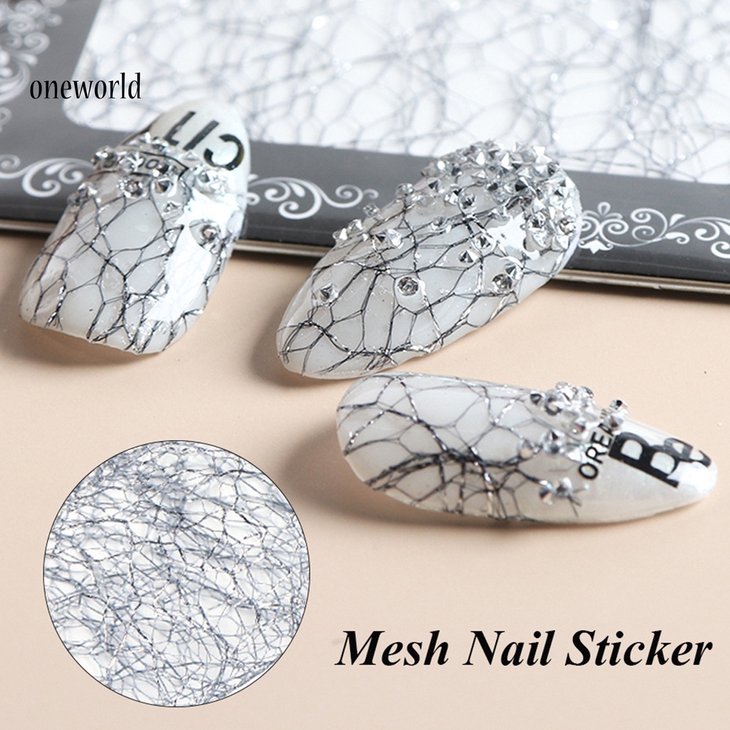 (ord) 1 Kotak Stiker Kuku 3D Bahan Mesh Untuk Nail Art