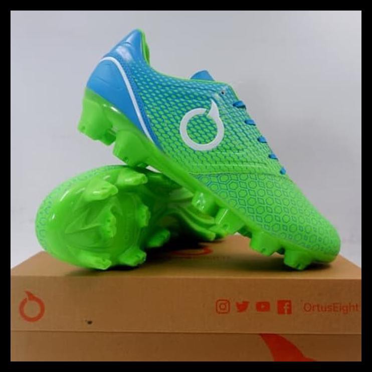 PROMO Sepatu Bola OrtusEight Genesis FG Fluo Green Cyan White 11010048 Ori