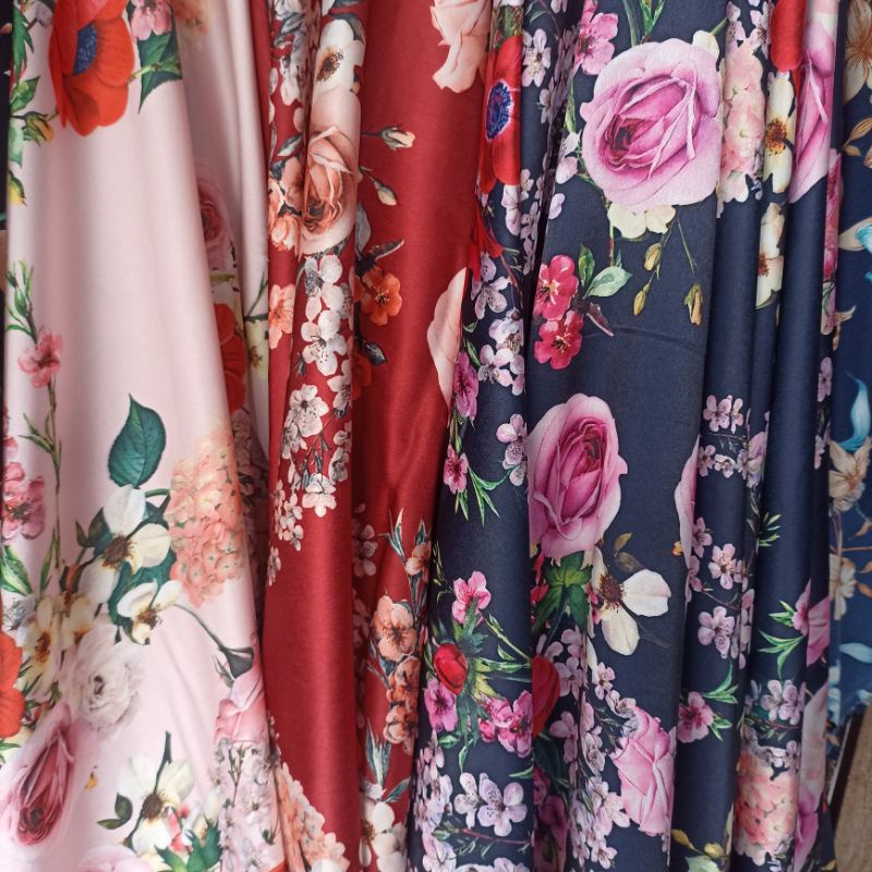 kain maxmara silk motif bunga lebar 1,50 meter HALUS,JATUH,MEWAH...BESKAP,GAMIS,TUNIK...