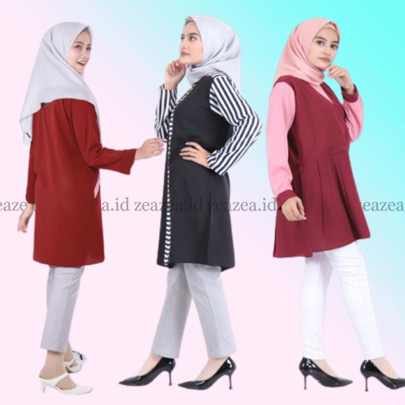 Tunik Atasan Wanita Baju Tunik Remaja Muslim Wanita Kekinian 2020 Murah Terbaru Polos Milla Tunic