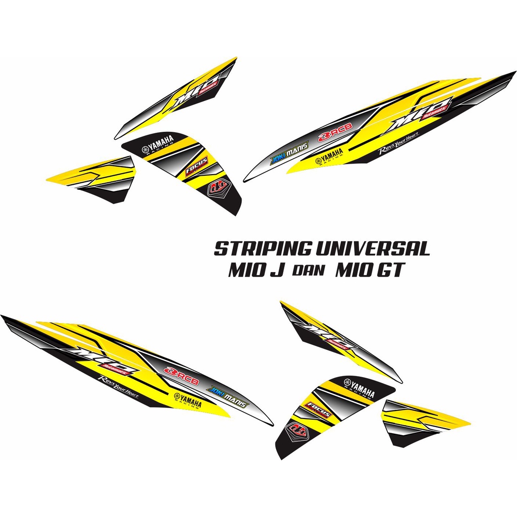 STICKER STRIPING VARIASI YAMAHA MIO J/MIO GT VARIASI POLET KUNING HITAM MOTIF SIMPLE MIO GT TERBARU