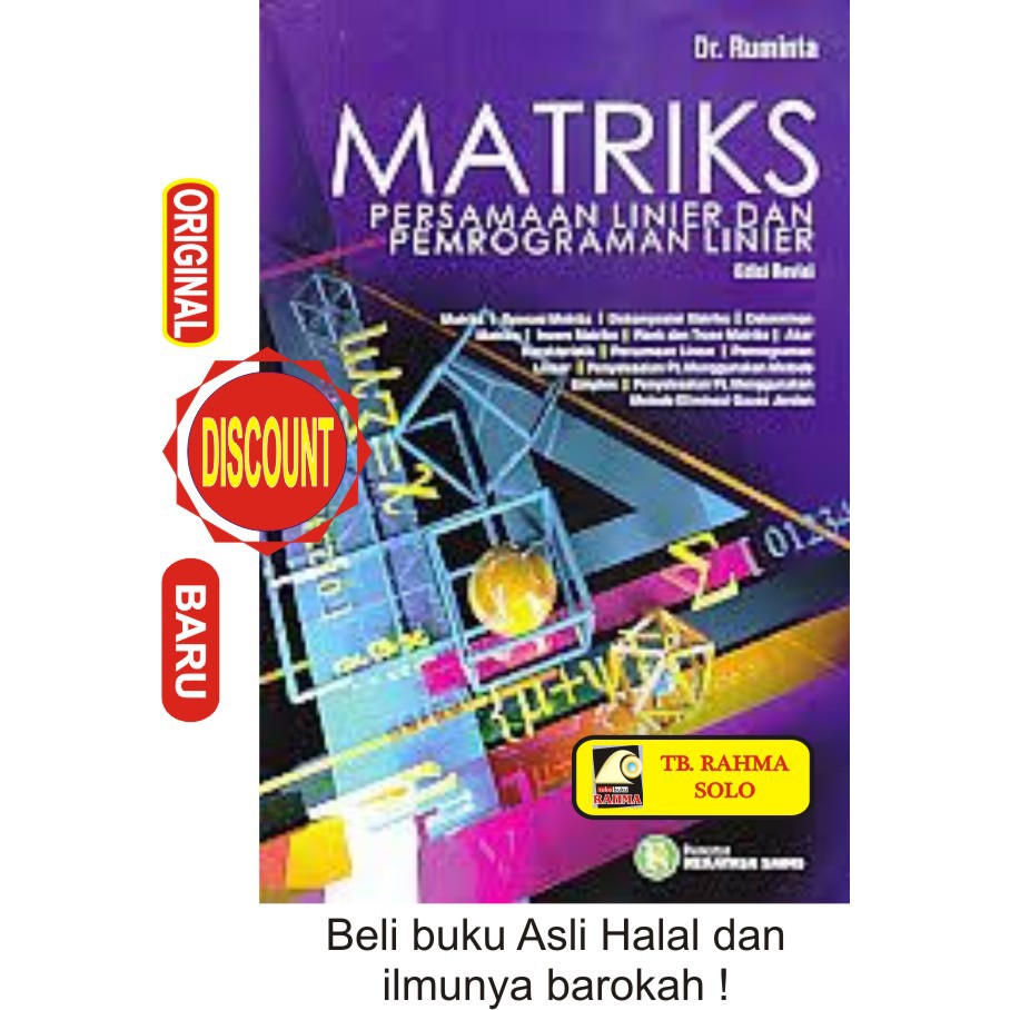 Jual Matriks Persamaan Linier Dan Pemrograman Linier Edisi Revisi ...