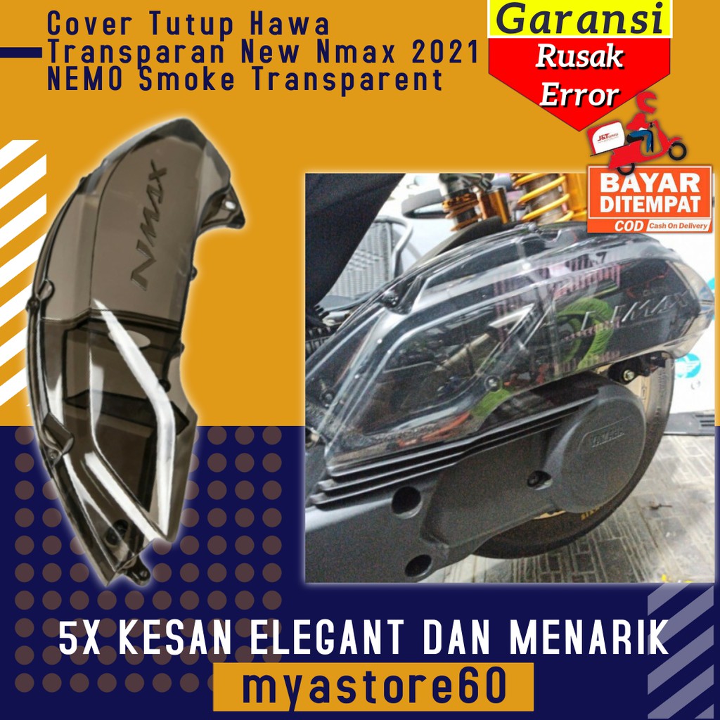 Cover Tutup Hawa Transparan Aksesoris Variasi Yamaha New Nmax 2021 NEMO Smoke Transparent