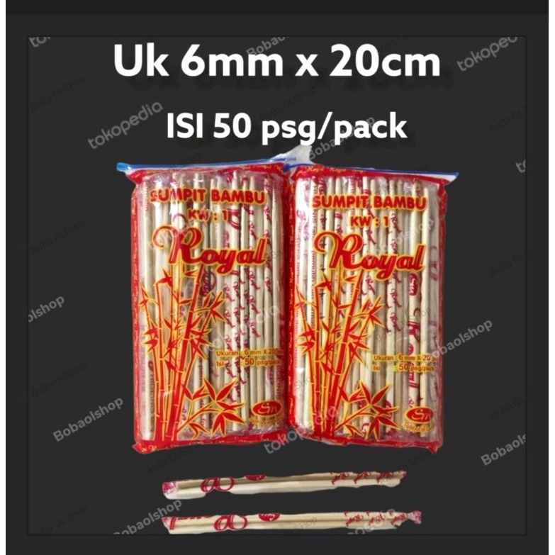 sumpit bambu royal 50 pasang uk 6mm x 20cm Sumpit Premium