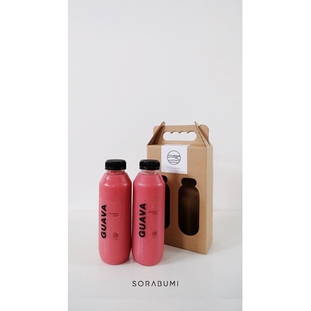 

[500 ml] Box isi 2 Botol Jus Jambu Batu Merah Organik Guava Juice Sorabumi