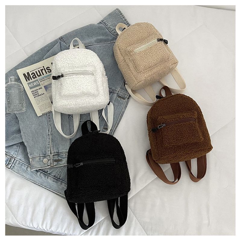 Tas Ransel Wanita Korea Style Bulu Bulu , Backpack Import Lucu