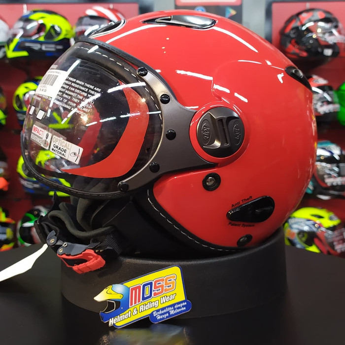 Helm KYT Elsico Polos Solid Merah Ferrari Halfface Original