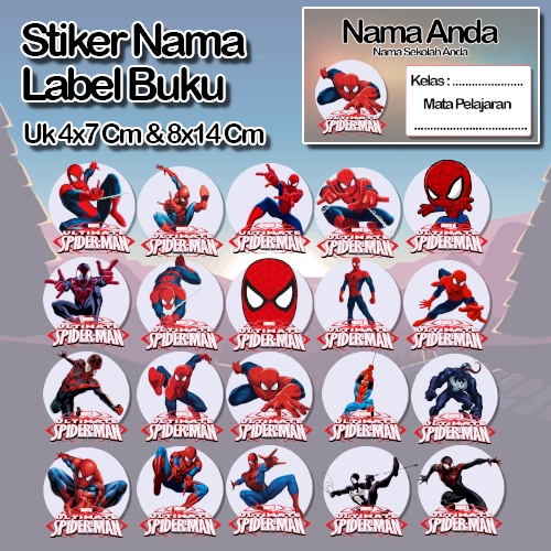 

Stiker Spiderman animasi kartun venom laba hitam anime Karakter Lucu Custom Lebel Nama cromo murah 20 Varian berbeda Sticker Pelajaran Mapel buku anak sekolah No 3