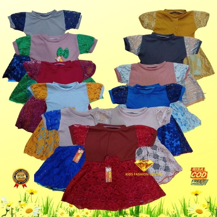 DRESS BURKAT ISABELLA Baju Anak Perempuan Usia 1-3 Tahun Gaun Pesta Brokat Anak Bayi Cewek Murah