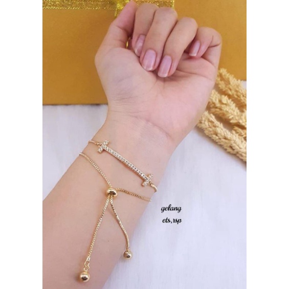 Gelang premium zircon serut, cantik,mewah,cocok buat yg kurus atau gemuk ya krna bisa diatur sendiri