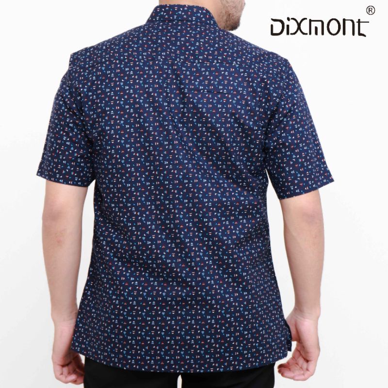 Dixmont Kemeja Pria Basic Formal Motif Lengan Pendek Hem MS01021