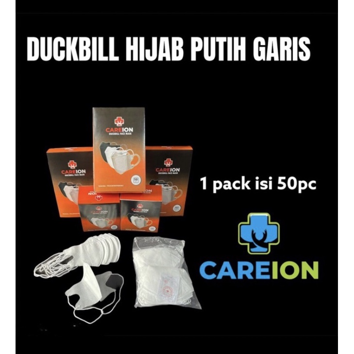 [Careion] Masker Duckbill Hijab Garis Isi 50Pcs - Careion Duckbill Hijab
