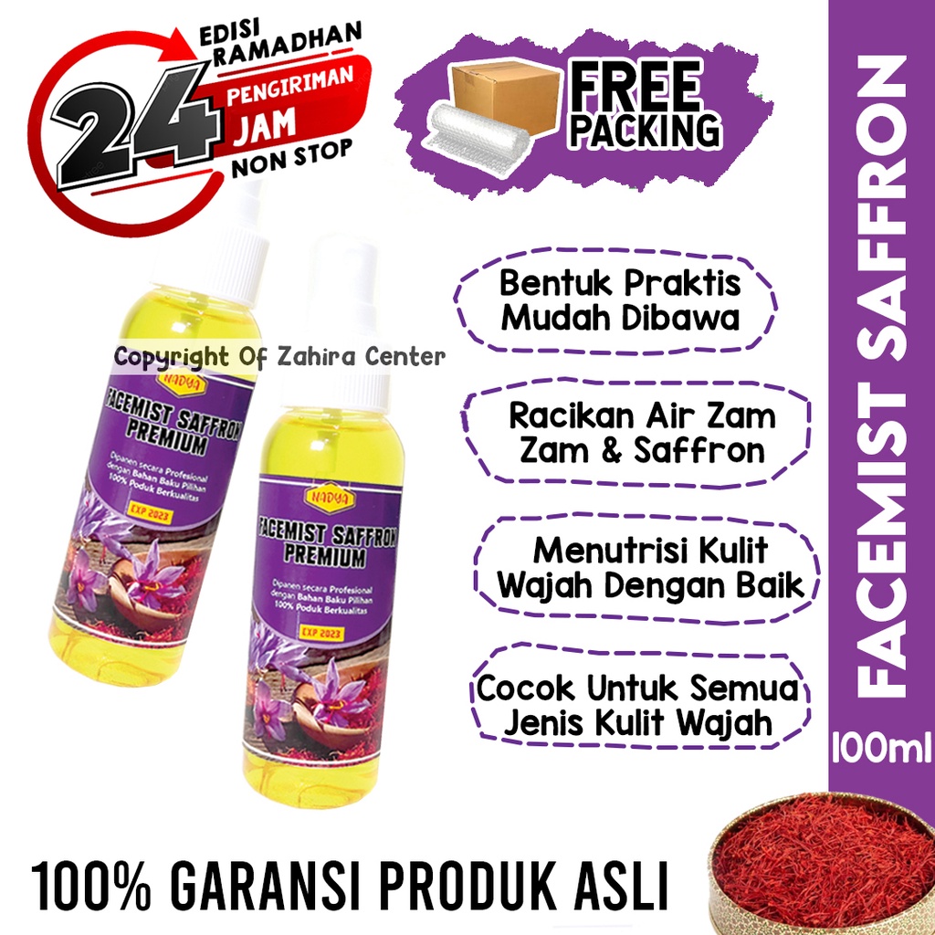 Facemist Glowing 100ml Saffron Premium Super Negin & Air Zam zam Untuk Toner Wajah Nutrisi Kulit