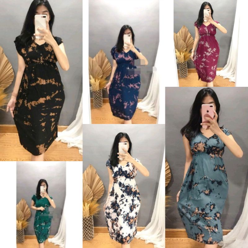 BAJU DASTER MANOHARA BALI MOTIF TIE DYE KEKINIAN UNTUK WANITA MURAH BAHAN RAYON