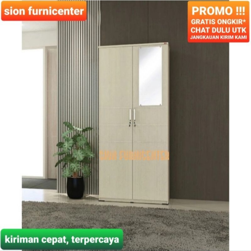 Jual lemari pakaian 2 pintu minimalis plus cermin / lemari pakaian 2