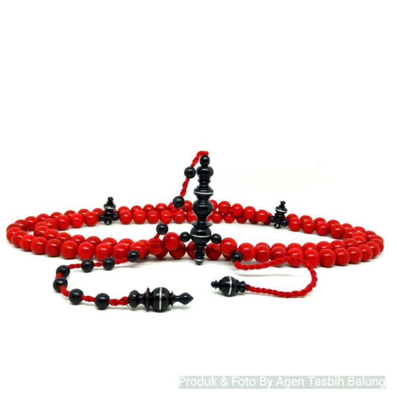 Tasbih Batu Marjan Merah Red Coral Super Kepala Yuser Akar Bahar Asli Dan Alami 100% ORIGINAL