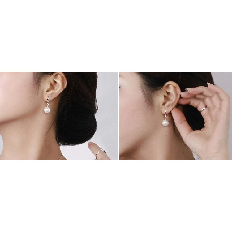 925 Sterling Perak Perempuan Anting-Anting Mutiara Putri Bola Anting-Anting Fashion Ornamen