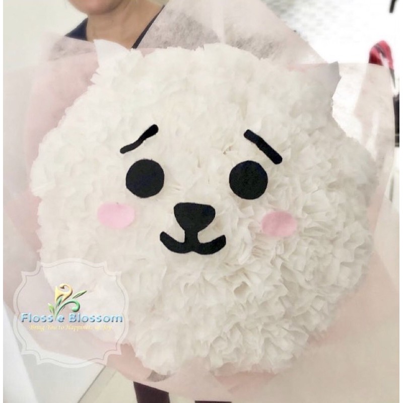 BTS buket bunga kertas karakter RJ - Jin BT21