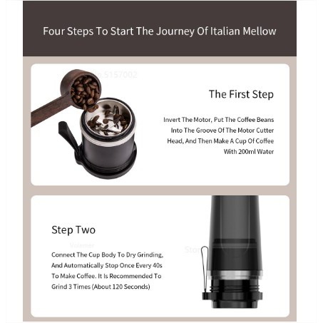 Xiaomi BUD Coffee Portable Maker Expresso Machine Grinder Electric Cup Tumbler Mesin Kopi