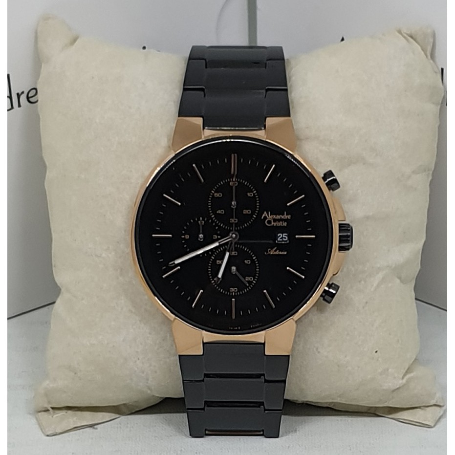 Alexandre Christie Ac 6462 Rosegold Black Jam Tangan Pria Original
