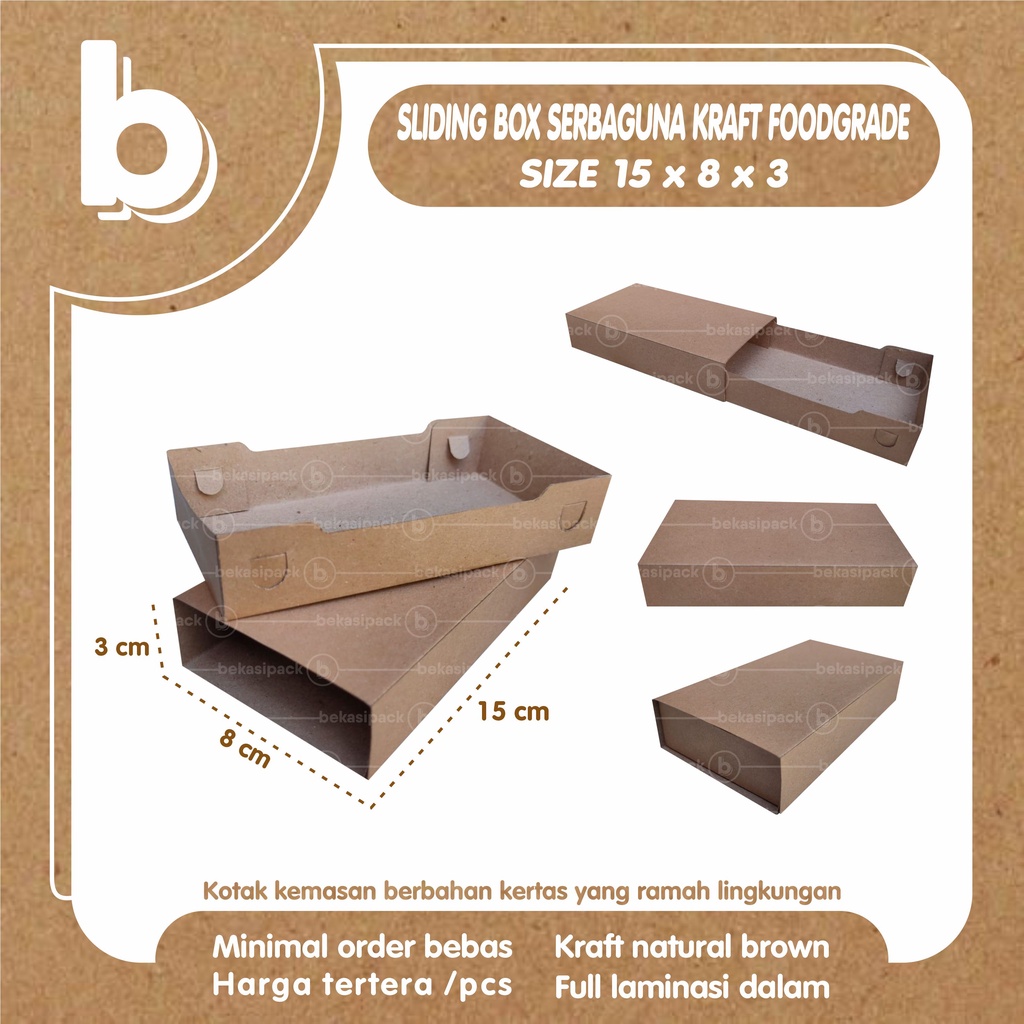 

Sliding Box Serbaguna M Kraft Foodgrade 15x8x3 I SBSMKF00347