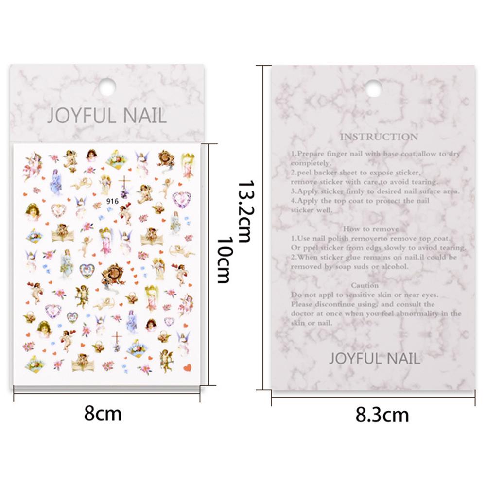 Mxbeauty Angel Stiker Kuku 3D DIY Heaven Back Lem Cupid Mary Nail Art Dekorasi