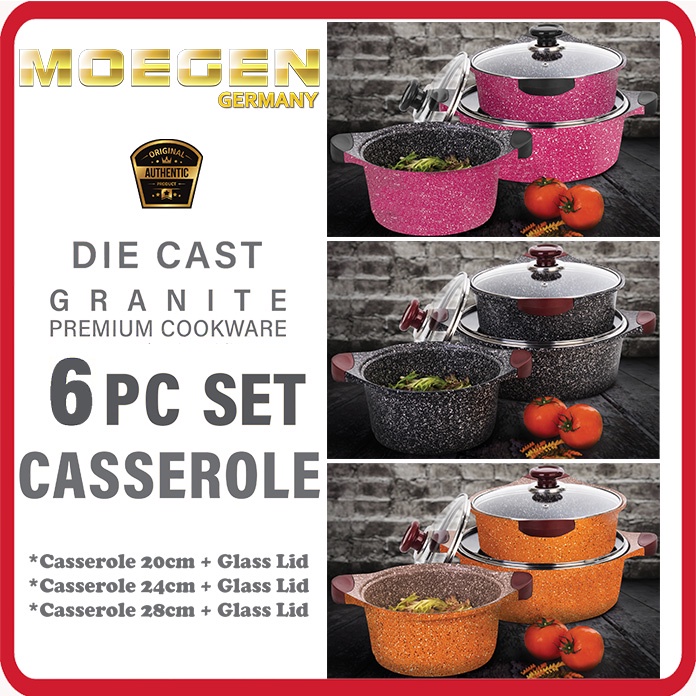 ORIGINAL MOEGEN Germany casserole set / moegen 6 pcs casserole pot granite series anti lengket original