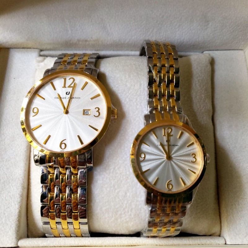 Jam tangan wanita pria satu set charles jourdan