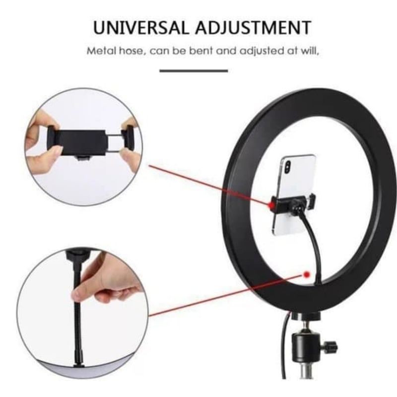 Paket Tripod 2Meter Plus Ring Light LED 26cm 10inch Selfie Makeup