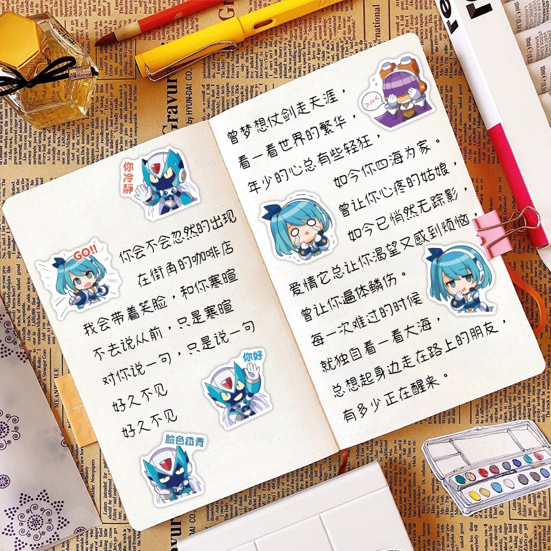 Rockman stiker anti-berantakan Hunter x air Piala dekoratif Jurnal bahan permainan kartun ponsel cas