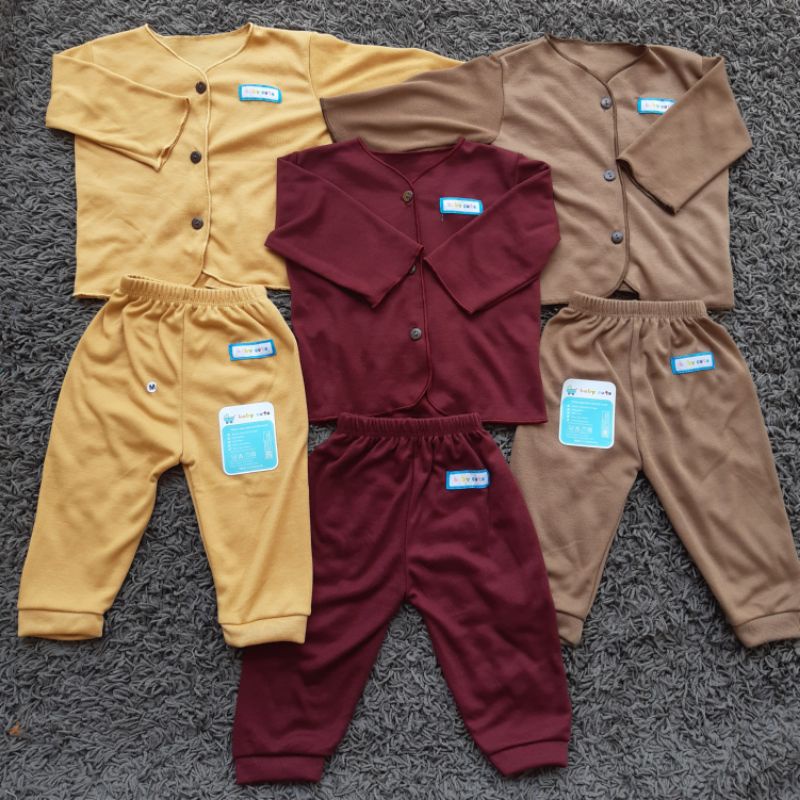 Stelan baju panjang baju celana bayi newborn polos babycute 3stel SNI Promo 9.9