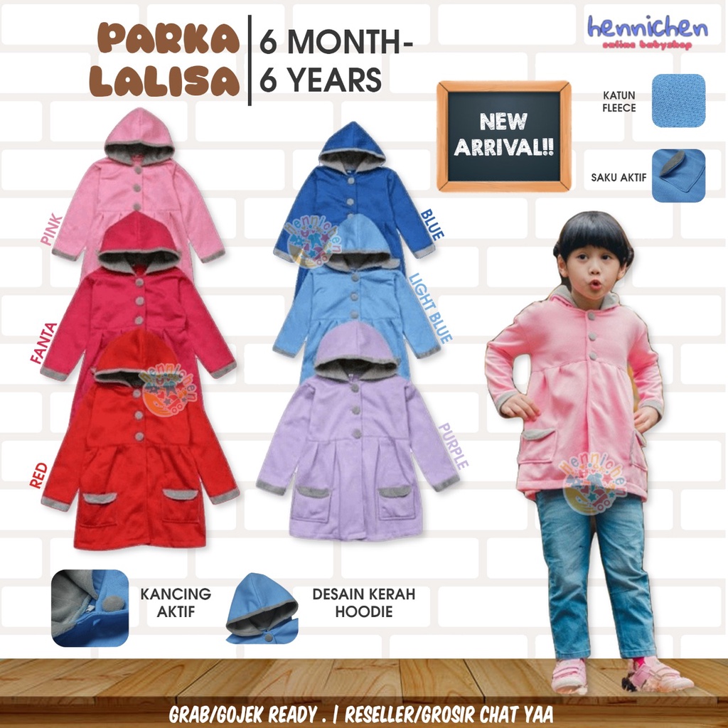 PARKA LALISA JAKET ANAK PEREMPUAN BAJU ANAK PEREMPUAN 6 BULAN - 6 TAHUN OVIKIDS