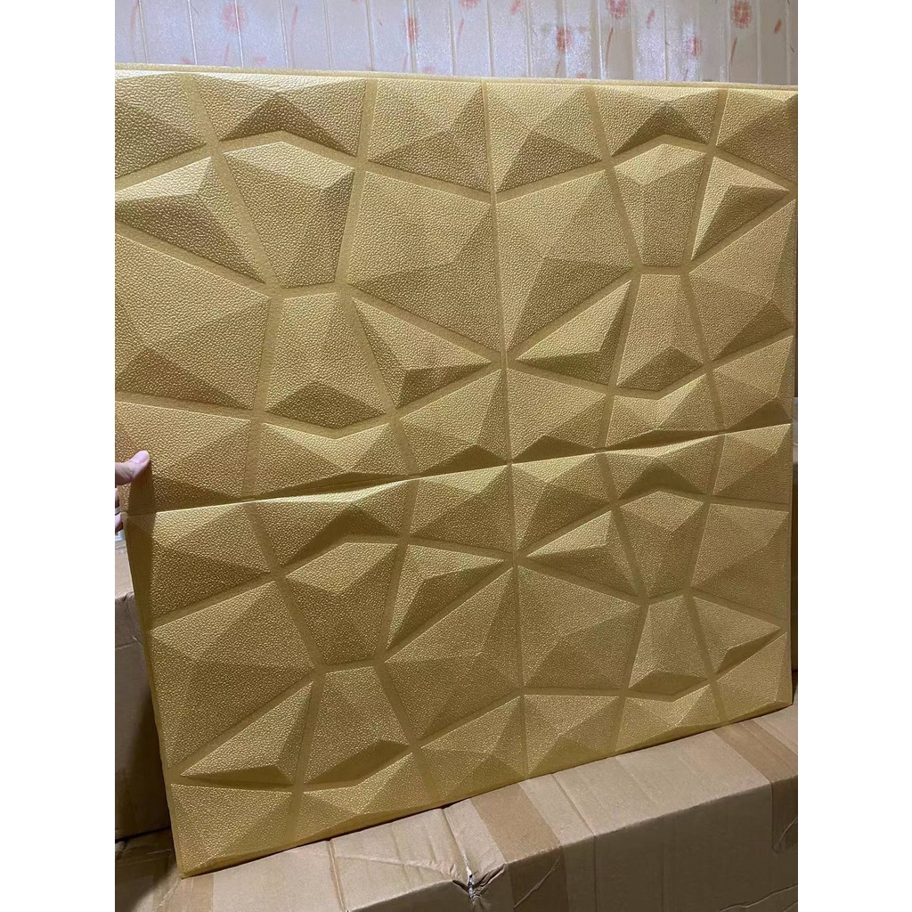 Wallfoam 3D motif Diamon ukuran 70cm x 70cmx 6&8mm-gold muda