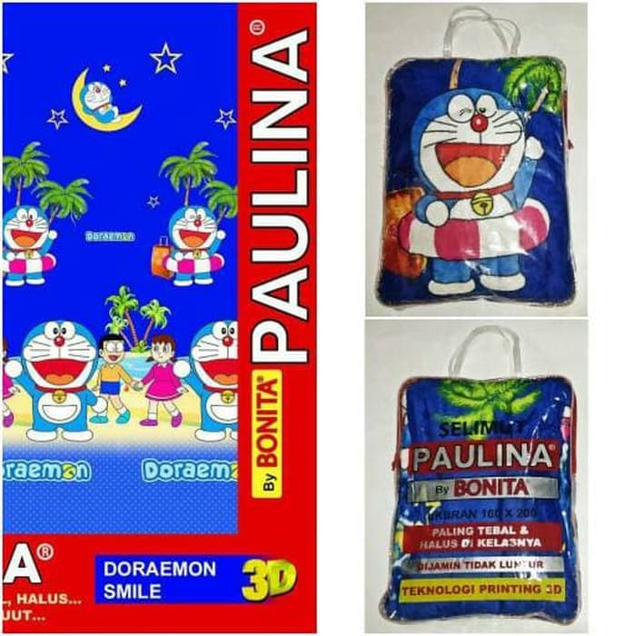 Selimut Paulina By Bonita Ukuran 160x200 Motif Doraemon Smile