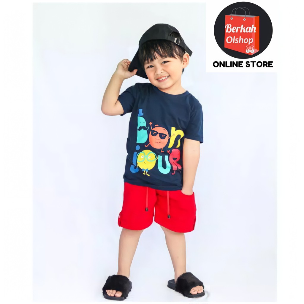 Berkah Oldshop 88 - Setelan Stelan Set Pakaian Fashion Anak Laki Laki Cowok Cowo Lengan Pendek 1 2 3 Tahun