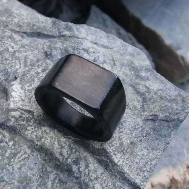 Ring Cincin Giok Black Jade Aceh Natural Model Kotak