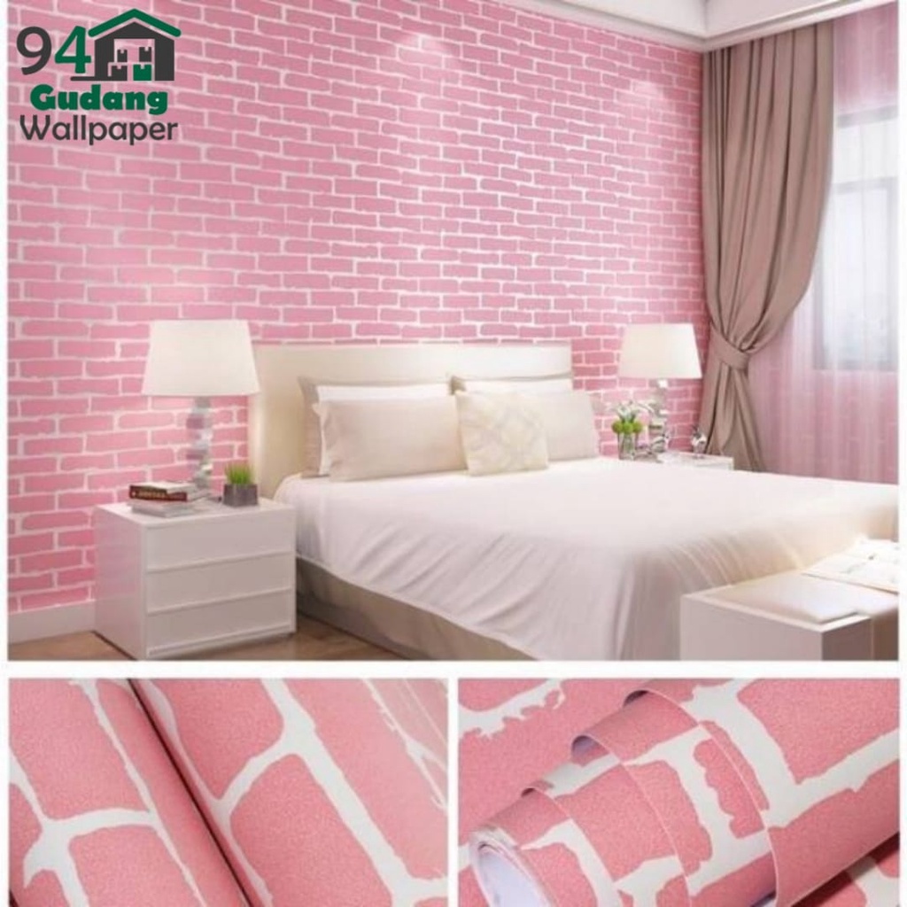 (PROMO) 10 METER Gudang Wallpaper Dinding Kamar Motif Bata Hitam Anti Air Murah Dan Terbaik Bahan PVC Premium