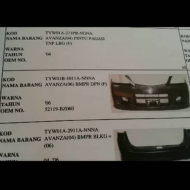 Bumper bemper depan Avanza Xenia VVTi 2006,2007,2008,2009,2010,2011 G/E/Li/Xi NHF baru