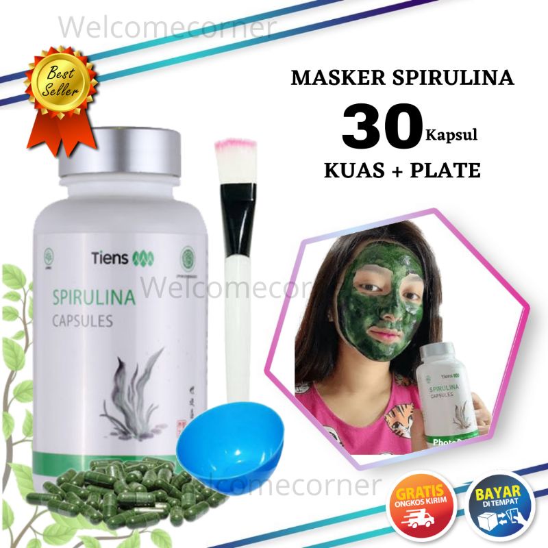 Jual [Bisa COD] Masker Spirulina Herbal Paket 30 Kapsul (Gratis Kuas