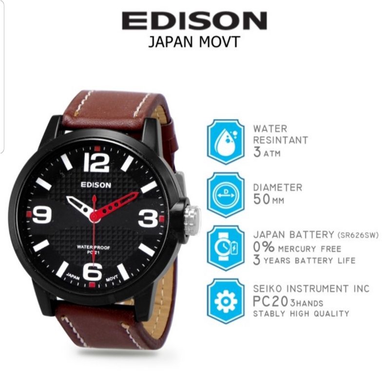 Jam Tangan Edison AR EG 2166 Waterproof Japan Movement