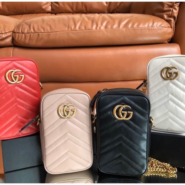 TAS WANITA PINGGANG - TAS GUCCI MARMONT MINI CROSBODY BAG QUILTED