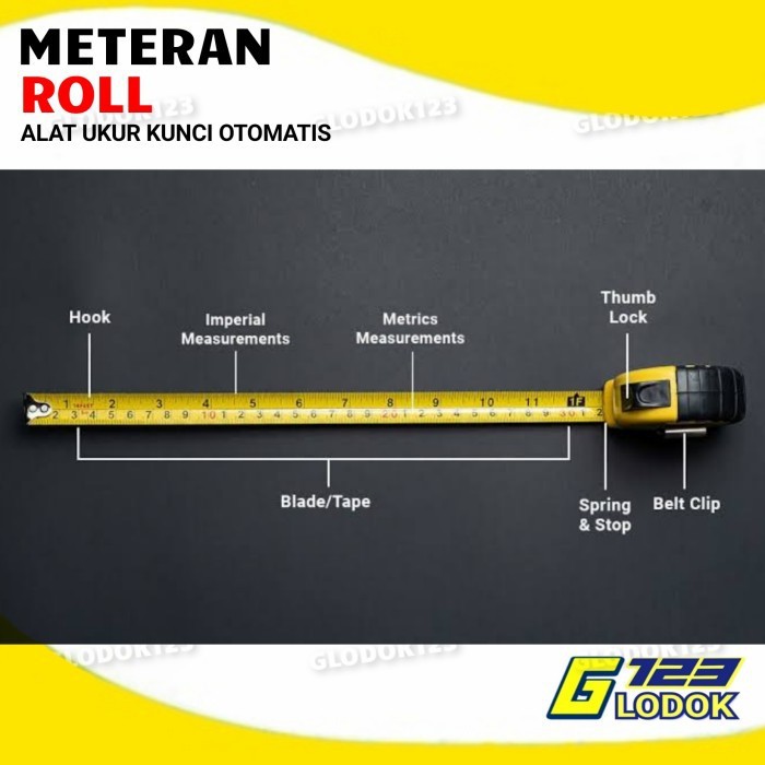 Meteran Otomatis Roll Meter Alat Ukur Tukang Bangunan Measuring Tape