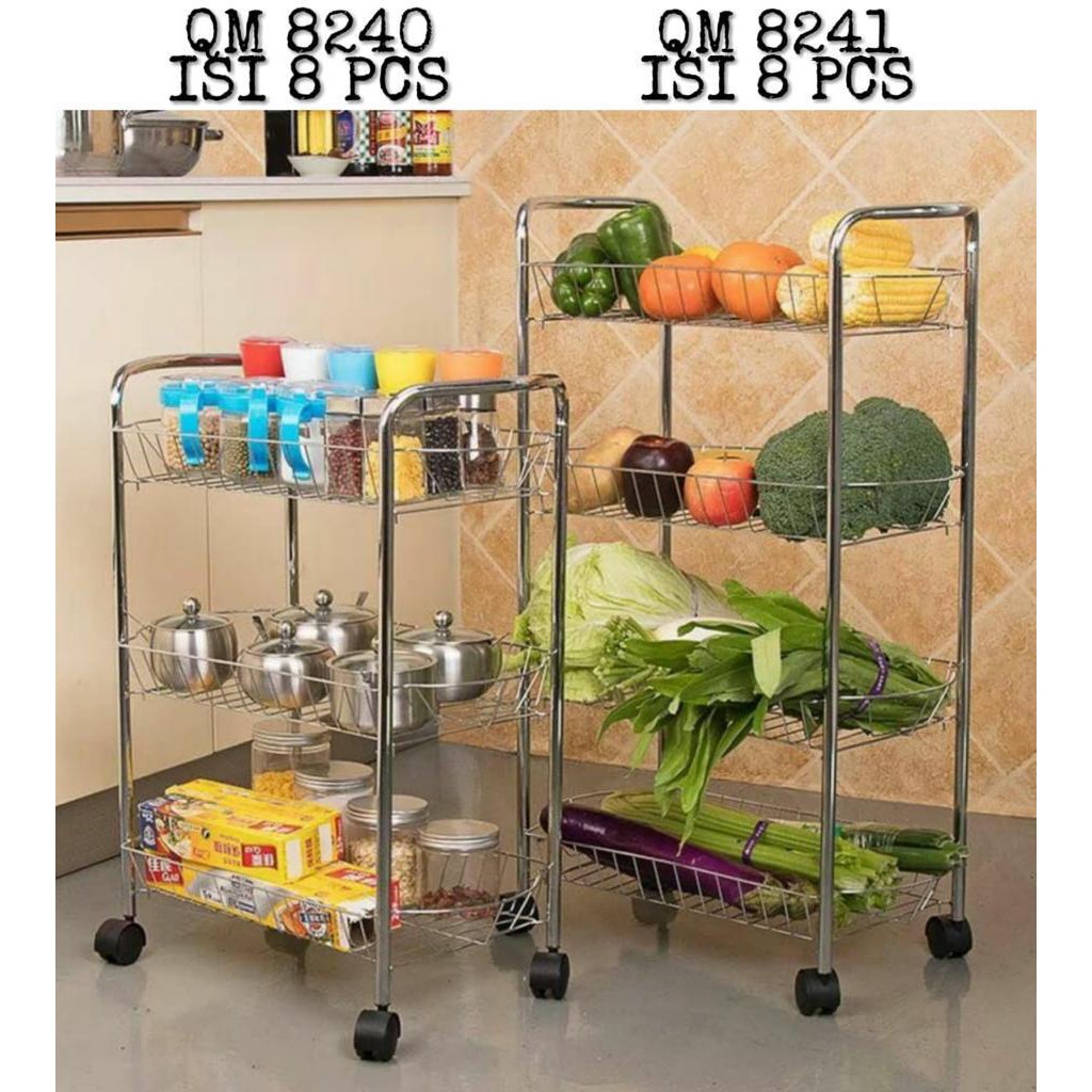  rak  susun 4 roda rak  dorong  stainless steel import rak  