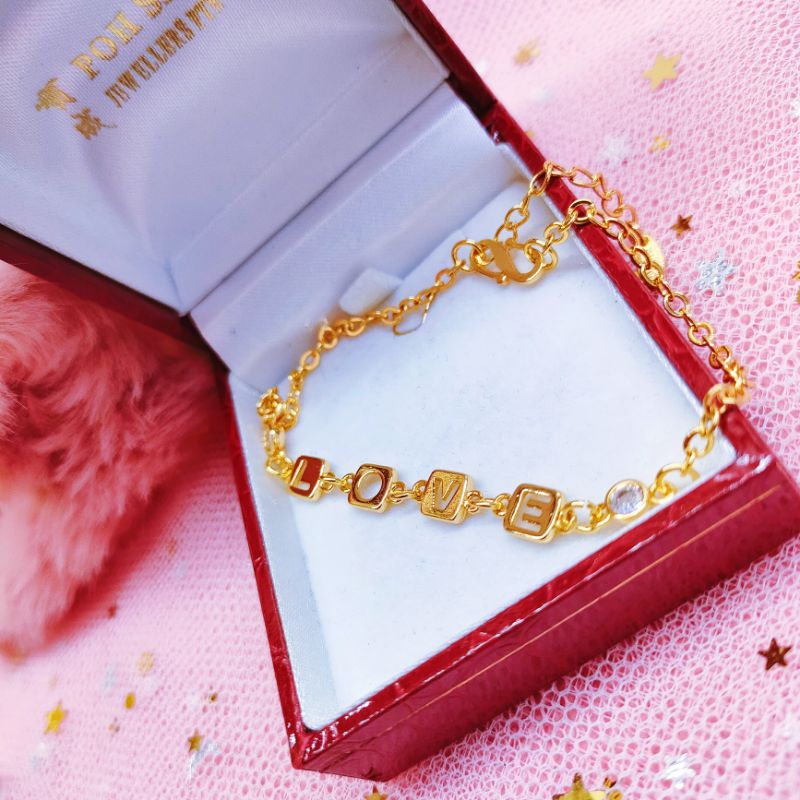 Gelang Tangan Wanita Titanium Anti Karat Lapis Emas 59291