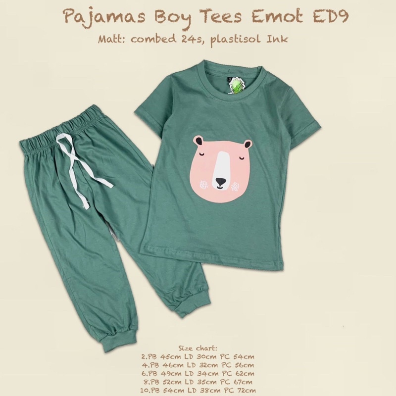 Setelan Anak Pajamas Boy Tees Emot ED9 Original Pineapple Kaos Anak Super Premium